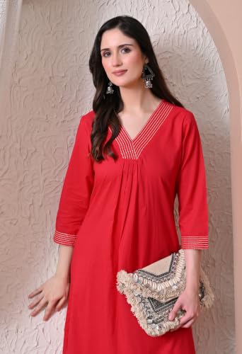 Image of Truvon Fashions Stylish Women's Co-Ord Kurta with Pant Set Cotton Floral Kurti for Women