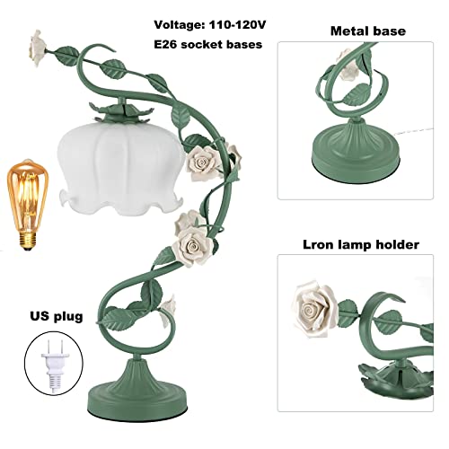 Modern Stained Glass Flower Table Lamp for Bedroom and Living Room