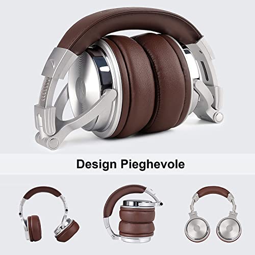 OneOdio Auriculares de estudio DJ portátiles cerrados sin adaptador para monitoreo, aislamiento de ruido y carcasa giratoria 90 ° [plateado] - imagen 4
