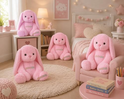 Image of 35 cms Plush Bunny Rabbit Toy with Long Ears - Soft Stuffed Animal for Kids, Babies & Toddlers - Perfect Cuddly Birthday Gift for Toddlers & Infants