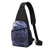Art Pollo Animal Pintura Impresión Eslinga Mochila Unisex Crossbody Bolso de hombro Bolsas de pecho para viajes Deportes al aire libre Senderismo Ciclismo Senderismo, Barco pirata luna llena, Talla