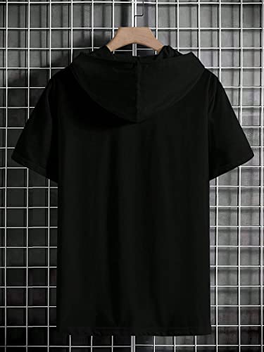 SweatyRocks Men's Cartoon Graphic Hooded T Shirt Short Sleeve Drawstring Hoodie Casual Pullover Tops2