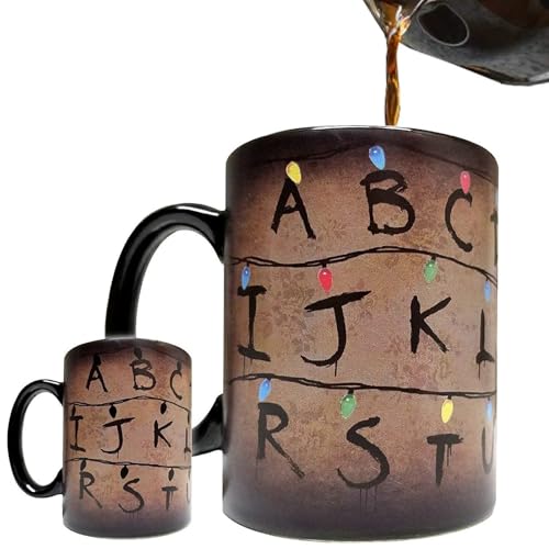 HMifjUM 11 OZ Strangeer Lights Mug - Novelty Fan Gift Cup, Heat Changing Colour Changing Lights Thermochromic Cup, Temperature Sensitive for Coffee & Tea, Gifts for Fans (1)