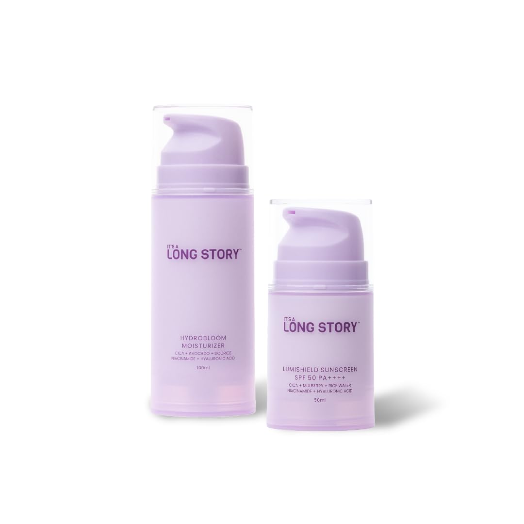 The Daily Duo | Hydrobloom Face Moisturizer + Lumishield SPF 50 ++++ Face Sunscreen | CICA | Mulberry Extract | Rice Water | Niacinamide | Hyaluronic Acid | 100 ml + 50 ml | For her