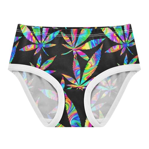 Joisal Girls Underwear Toddler 2t Cotton Little Girl Panties Designer Kids Undies Briefs Neon Leaves Black Colorful