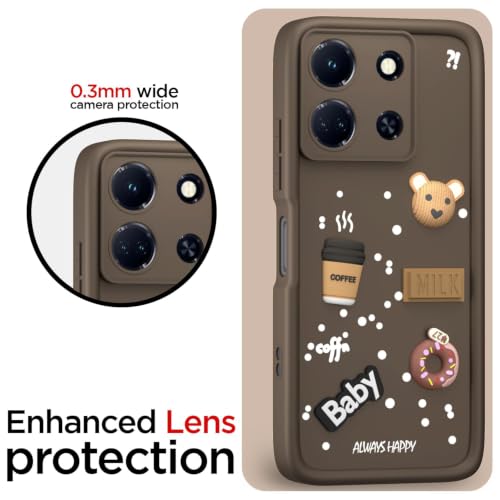 Image of Bintage Cute Fun Ball | Taddy Cartoon 3D Smiley Coffee Cup | Milk Donut | Full Protection Rubber Back Cover Compatible for Infinix X6516 / Smart 7HD - Brown