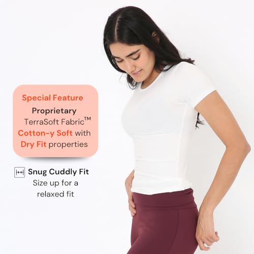 Image of Terractive Women's Cuddle Baby T - Soft Premium Cotton Half Sleeve Tee - Stretch Fit Tagless Comfort Lightweight Breathable Everyday Wear Casual Top for Lounging Layering or Outings