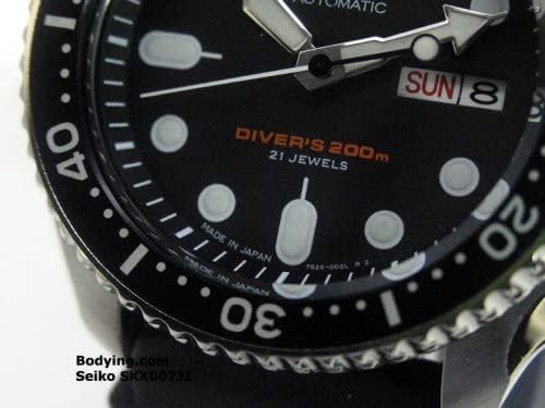 Vista 5 de Seiko SKX007J1 reloj automático sumergible de hule negro japonés automático análogo