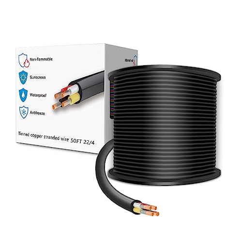 LEADTOPS 15.24M 22 Calibre 22/4 Cable Eléctrico de 4 Conductores Cable de 4 Núcleos 4x0,3mm² para luz LED, Automotriz, Equipamiento de Embarcaciones