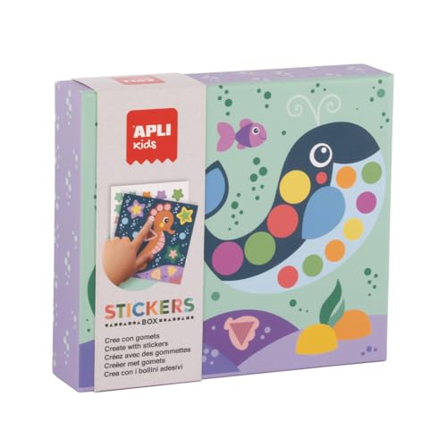 APLI Kids 20075 - Juego de gomets para completar Las Ilustraciones- Pegatinas Multicolor geométricas con fichas en Caja de cartón -Modelo Oceano