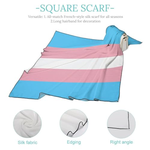 Transgender Pride Flag Scarf For Women Silk Head Scarf Square Hair Scarves Shawls Hair Wraps Bandana Neckerchief Decor for Adult 27 * 27 Inches4