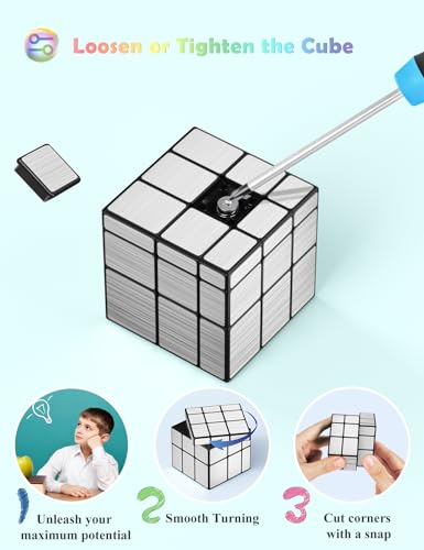 Roxenda Speed Cube,Irregular Magic Fast Cube for Kids Smooth Sequential Puzzle Cube Toys for Cubing Fun for Kids (Mirror Cube) - Image 3