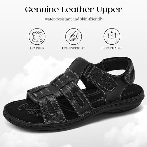 Image of OKKO Mens Leather Sandals Open Toe Athletic Fisherman Sandal Casual Summer Outdoor Shoes for Men