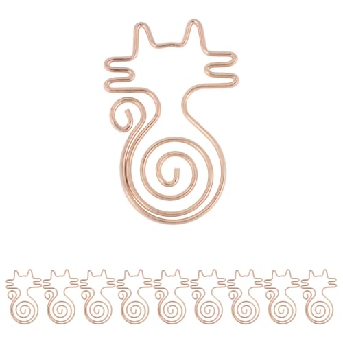CAPASTEC ペーパークリップ メモクリップ 可愛い ブックマーク 書類整理/招待状/付箋/手紙/メモ帳用 文房具 オフィス 装飾 色が豊富 スタイルが多様 10本入り ローズゴールド 猫