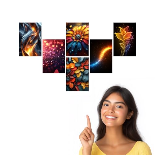 Image of SiddArtify Abstract Wall Art Prints Set - Modern Decorative Poster for Living Room Bedroom Office - Set of 2-4x6 Inch - Board (Pack of 6) - Sticker (Pack of 6)