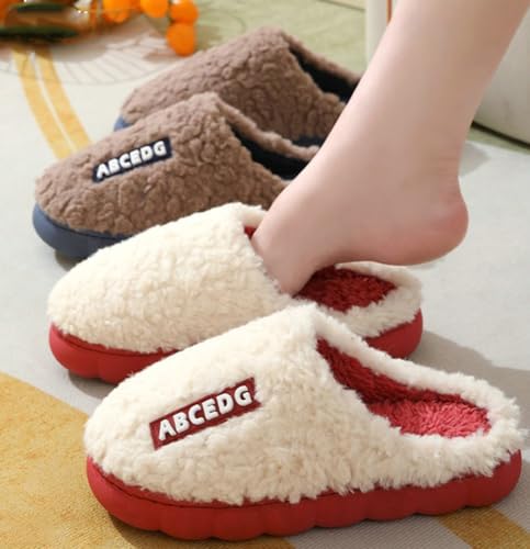 Caistre Winter Cotton Slippers Women's Plush Indoor Home Shoes Lovely Anti-slip Warm Pillow Slipper Fuzzy Fur Couple Shoes Thick Sole4