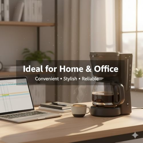 Image of 1.2L Drip Coffee Maker Machine | 10-Cup Automatic Coffee Machine with Glass Carafe | Auto Shut-Off, Keep Warm Plate, Anti-Drip Design | Filter Coffee Maker for Home, Office & Cafe