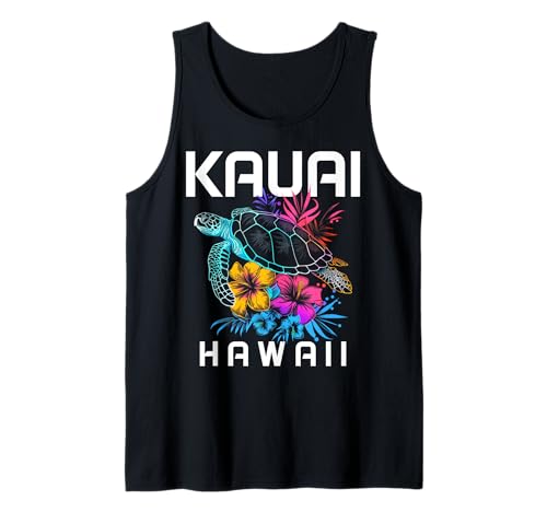 Kauai Hawaii Recuerdo de surfista de tortuga marina hawaiana Camiseta sin Mangas