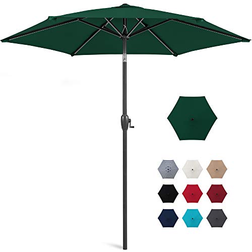 Best Choice Products 7.5ft Heavy-Duty Round Outdoor Market Table Patio Umbrella w/Steel Pole, Push Button Tilt, Easy Crank Lift - Green Best Choice Products 7.5ft Heavy-Duty Round Outdoor Market Table Patio Umbrella w/Steel Pole, Push Button Tilt, Easy Crank Lift - Green