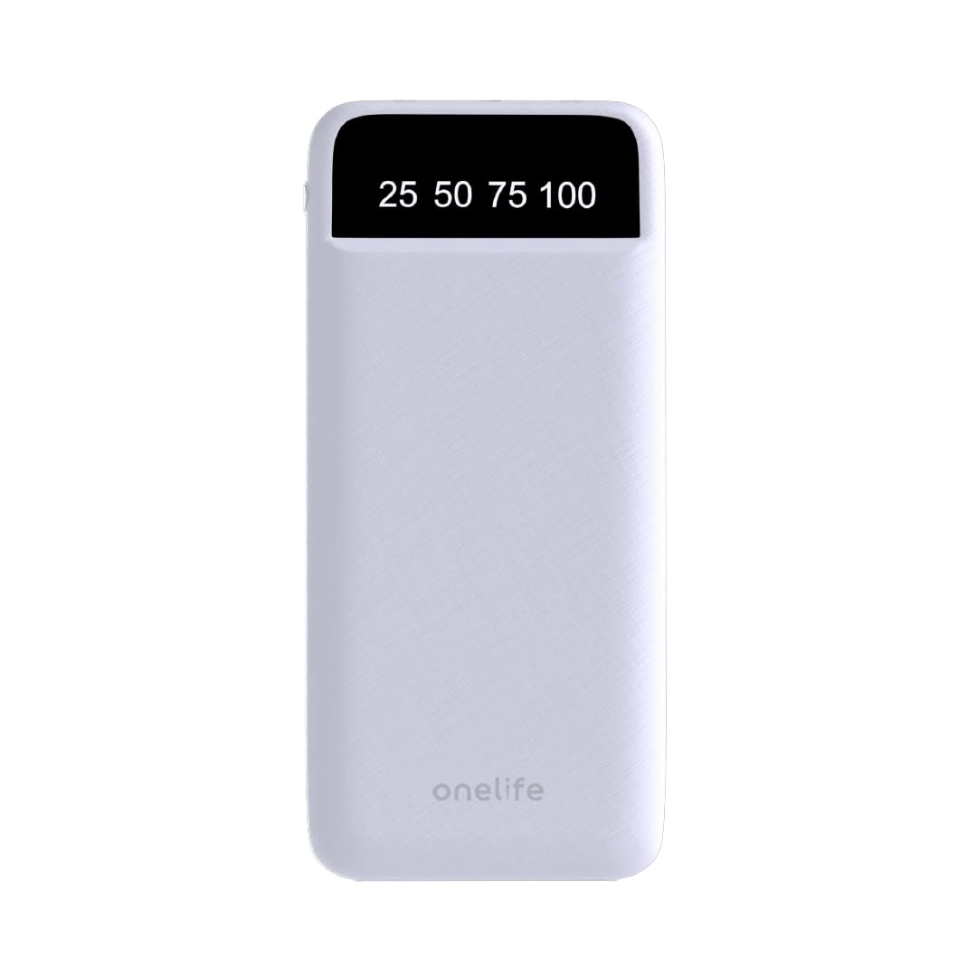 One Life Ultra Slim 10000 mAh 12W Fast Charging Power Bank | 2 USB Output |Type B & Type C Input | External Battery Pack with LED Indicator for iPhone Android Mobiles & Tablets
