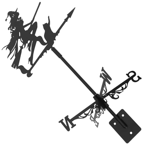 Milisten Hexen Wetterfahne aus Edelstahl Dekorative Dach Deko mit Lackierung Wetterfestes Meteorologisches Instrument für Garten und Halloween Milisten Hexen Wetterfahne aus Edelstahl Dekorative Dach Deko mit Lackierung Wetterfestes Meteorologisches Instrument für Garten und Halloween