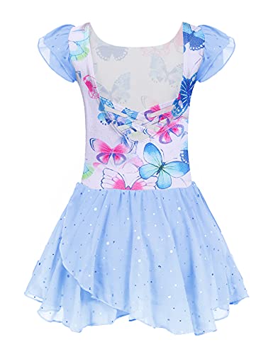 Image of Arshiner Girls Ruffle Sleeve Ballet Dance Dress Tutu Skirted Leotard