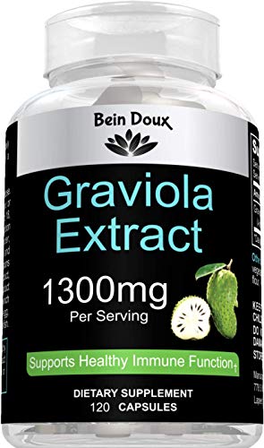 Graviola Capsules 1300mg - 120 Pure Natural Soursop Capsules (Leaves Powder) - Powerful
