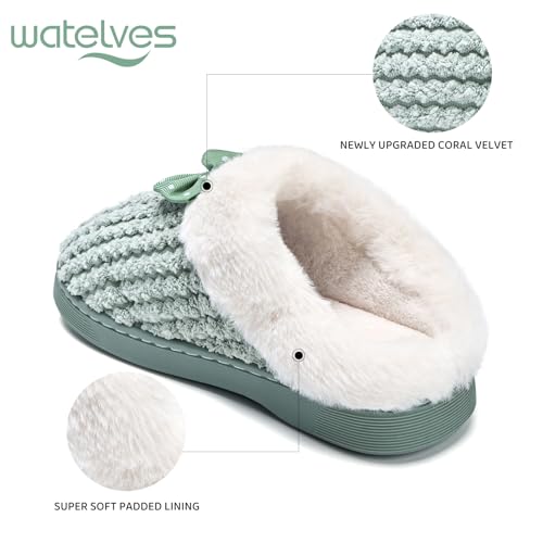 Image of WateLves Girls Slippers Memory Foam Toddler Kids Comfort Wool-Like Plush Fleece Lined House Shoes for Indoor & Outdoor