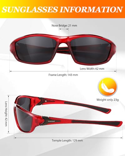 Image of Frienda 6 Pack Polarized Sport Sunglasses for Men Multipack Fit over Glasses Pack Lot Set Men's Sport Fishing Eyeglasses