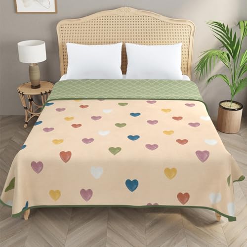 Image of Homestan Reversible All Season Cotton Feel Dohar for Double Bed,Soft Light Weight AC Blanket /Comforter for Summer /Winter /Monsoon (84x88 Inches, Heart Blush)