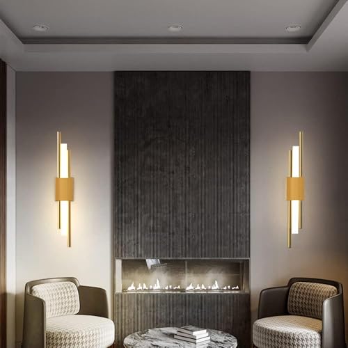 Image of Groeien Pack of 2 | 18w Modern LED Long Wall SconceGold Auric Beam Acylic Wall Light for Bedroom Living Room Corridor Lighting Fixtures Wall Mount (Auric Beam, 2)