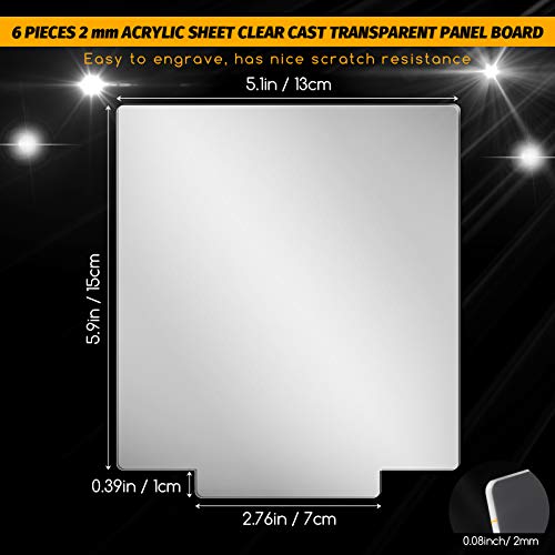 6 Pieces 2 mm Acrylic Sheet Transparent LED Film for LED Light Base Thick Clear Screen with Protective Film Acrylic Blanks for Galentine's Day Table Signs DIY Display Craft(Rectangle) - Image 2