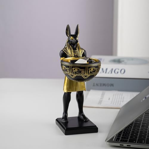 Estatua de Anubis con cuenco de resina 10 pulgadas miniatura 3
