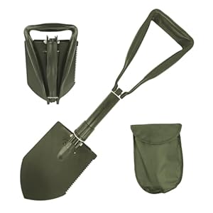 Military Folding Camping Shovel, 22.8″ Heavy Duty Carbon Steel Foldable Survival Shovel, Portable Entrenching Tool Tactical Shovel for Camping, Backpacking, Hiking, Digging Dirt, Car Emergency, Green