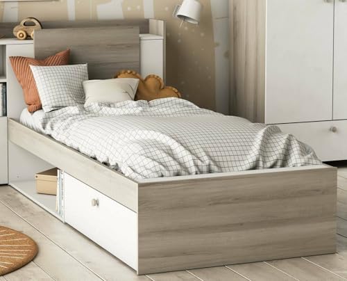 CARATTERISTICHE TECNICHE - Complemento d'arredo versatile, progettato per una facile integrazione con altri mobili - Imballaggio resistente, progettato per l'eCommerce - Materiale: Pannello truciolare melaminico 15 mm - Info aggiuntive: Letto allungabile 190/200 cm - 1 cassetto montato su rotelle - 1 nicchia - cornice in truciolato da 15 e 18 mm - Montaggio a destra o a sinistra - Dimensioni utili del cassetto: 94,9 x 33,7 x 14,6 cm, carico massimo: 9 kg - Con imballo rinforzato