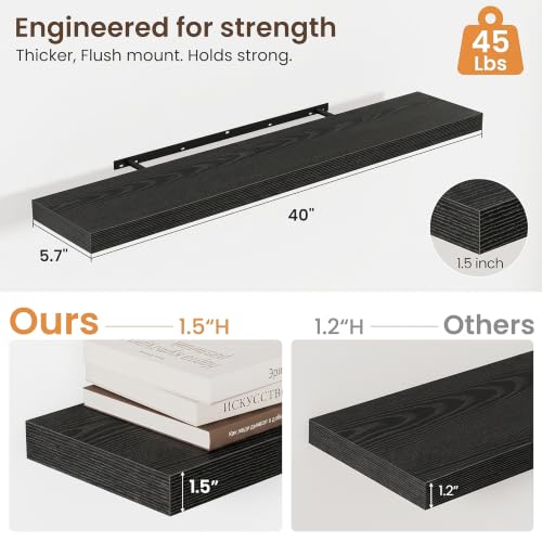 40 Inch Floating Shelves for Wall 2 Pack, Wood Wall Bathroom Shelves - Image 3