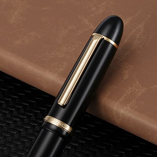 Erofa Jinhao X159 Fountain Pen #8 Medium Nib, Black With Golden Clip Acrylic Big Size Writing Pen #TOP4