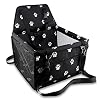 Petbobi Pet Reinforce Car Booster Seat for Dog Cat Portable and Breathable Bag with Seat Belt Dog Carrier Safety Stable for Travel Look Out,with Clip on Leash with PVC Tube, Black Paw Print