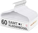 HOUSE DAY Paquete de 60 Perchas de Terciopelo Blanco, Perchas de Fieltro...