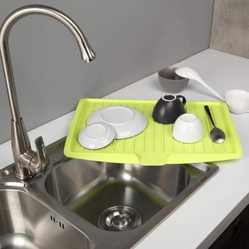 Image of Kitchen Utility Draining Board with Hanging Hook, Dish Rack, Plastic Dish Drainer Tray, Large Sink Drying Rack, Kitchen Tableware Organizer, Drain Board For Utensils, Vegetable & Fruit