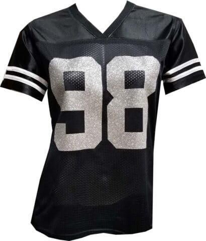 Custom Womens Blinged Football Black/Silver Mesh Jersey, MAXX Crosby XXL