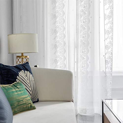 Rideaux Transparents Blanc Brodé Vintage Fleur Macramé Tulle - 4