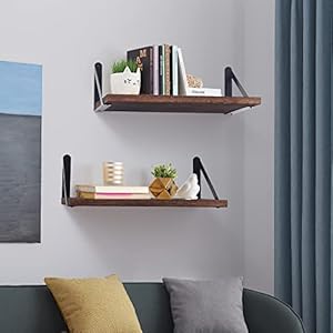 Marsmiles Floating Shelves 12 Inch Deep, Rustic Wood Wall Mounted Shelves Set of 2, Wide and Large Floating Book Shelves for Wall, Floating Wall Shelves for Bedroom Kitchen Living Room, Rustic Brown Marsmiles Floating Shelves 12 Inch Deep Rustic Wood Wall Mounted Shelves Set of 2 Wide and Large Floating Book Shelves for Wall Floating Wall Shelves for Bedroom Kitchen Living Room Rustic Brown