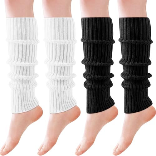 AQOKKA Leg Warmers for Women 80s 90s Winter Fashion Neon Ribbed Knitted Long Socks Y2k Girl Accessories for Yoga Sports Party