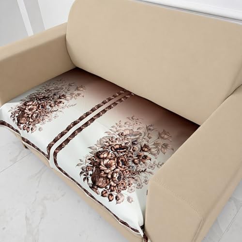 Image of Homerz Premium 'Luxe Series' Holland Velvet Sofa Cover | Smooth Finish | Anti-Skid Fleece Backing | Soft Touch Couch Protector for Living Room (Rust, 2 Seater, Only Seat Cover)
