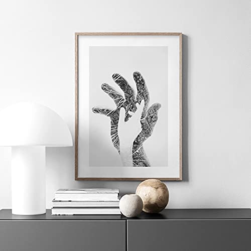 Amazon｜アートパネル黒と白の人間のシルエット混合イラスト壁アート