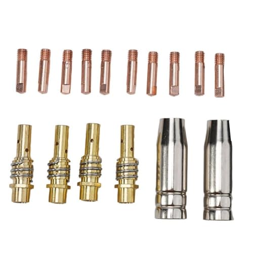 WIIYENA Juego de 16 puntas de contacto MIG Welding MB15 15AK de 0,6/0,8/0,9/1,0/1,2 mm, punta de contacto Mig consumibles, boquilla protectora