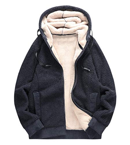 chouyatou Men's Thicken Sherpa Lined Zip Hooded Fuzzy Sweatshirt Jacket Hoodie