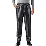 ZDSUHYIW Lederhosen Herren Fleece Gefüttert Thermohose Wetlook Lack Leder Lang Motorrad Hosen Mottoparty Nachtclub Clubwear Leder Bikerhosen Stretch Kunstlederhose