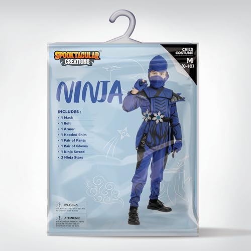 Disfraz de Ninja para Niños Azul Mediano 8-10 años miniatura 7